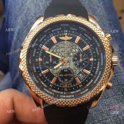 XL 55mm Breitling for Bentley B05 Replica Watch Rose Gold Black Rubber Watch